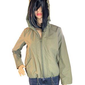 J.Crew Womens Hooded Windbreaker Cropped Jacket Size XXS Olive Green